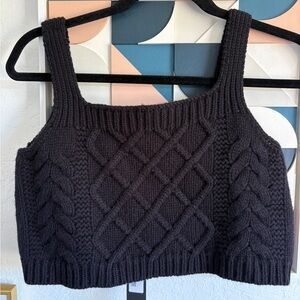 Black Cable-Knit Cropped Tank Top NWT from Eachother
